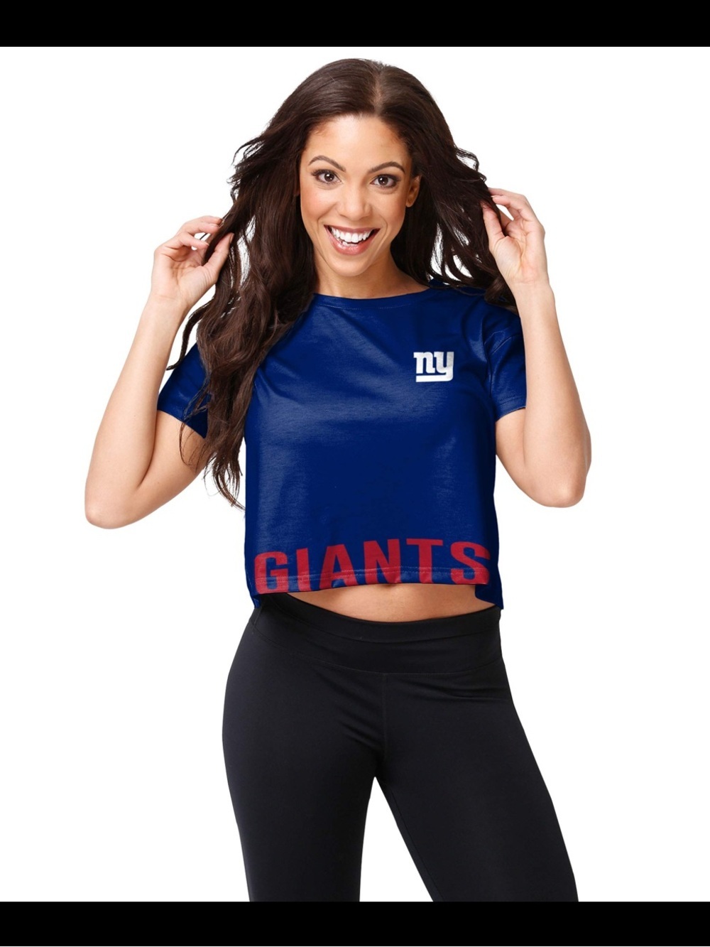 NEW NFL New York Giants Crop Top Blue & Red White Women's Small short sleeve